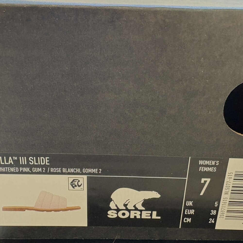 Sorel Ella III Slide Sandals Quilted Leather Slip On Flats Whitened Pink Size 7 - Picture 7 of 7